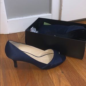 Nina Navy Carolyn Heels in Wide Width